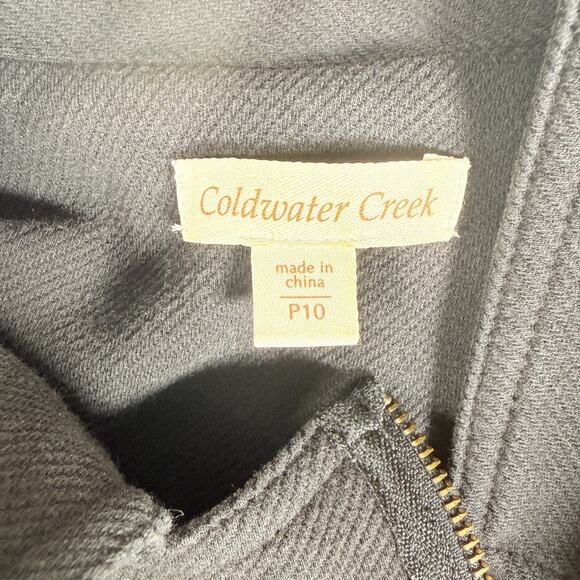 Coldwater Creek Womens Size P 10 Asymmetrical Zip Black Moto Jacket Edgy Modern - Picture 2 of 6